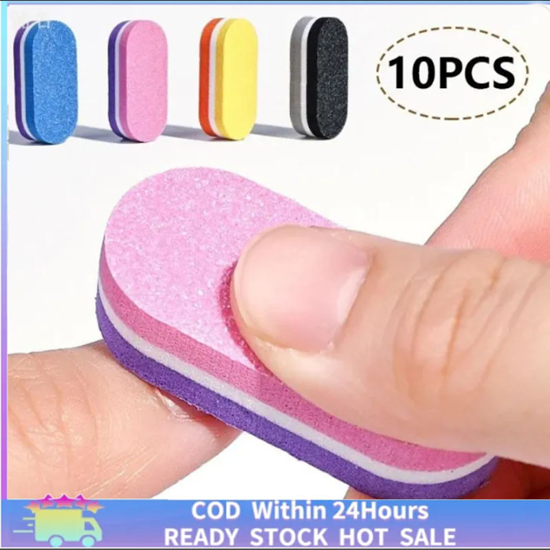 10pcs/set Double-sided Mini Nail File Blocks Colorful Sponge Nail ...