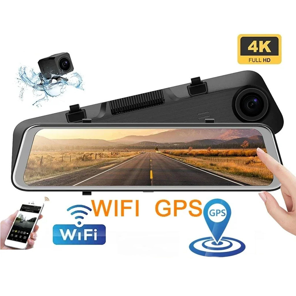 4K Dash Cam Mirror CAR DVR RearView Mirror Dash Cam Dual Rear View