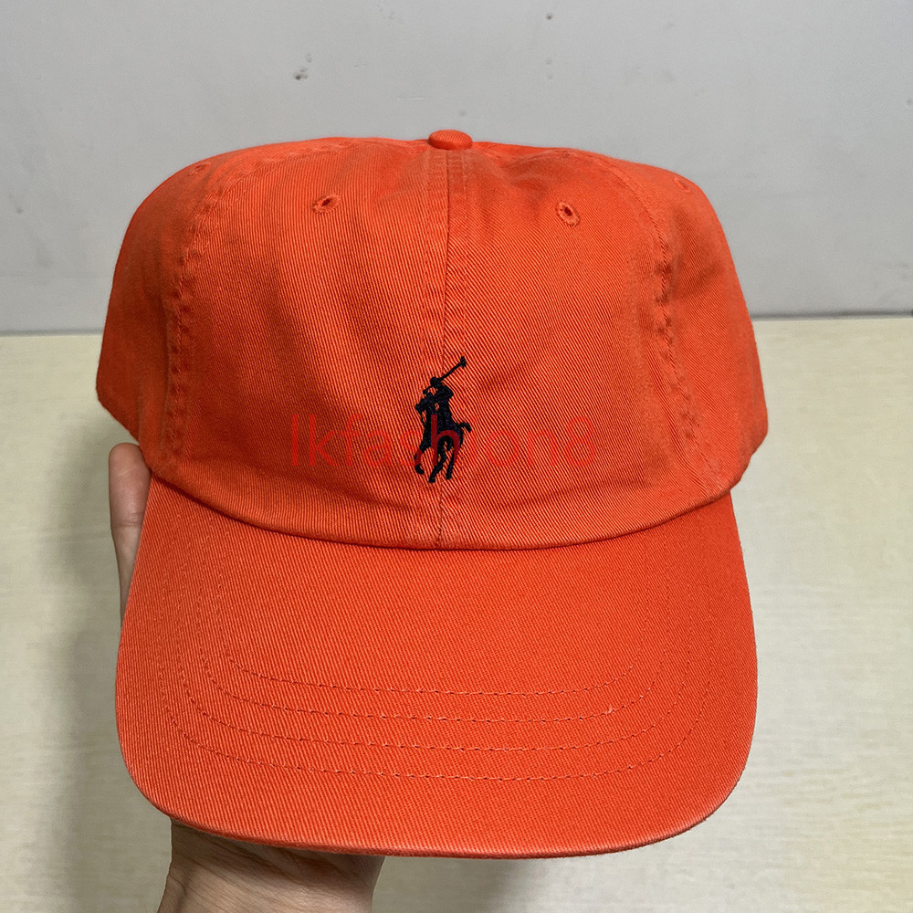 RL PRL Baseball Cap Pony Hat Leather Strap Pure Orange Pony under brim ...