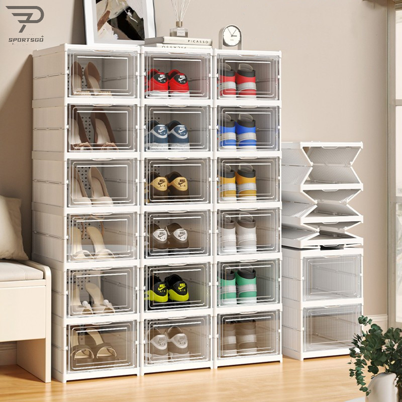 3/6/8/9/ Layers Transparent Foldable Shoe Rack Cabinet Storage ...