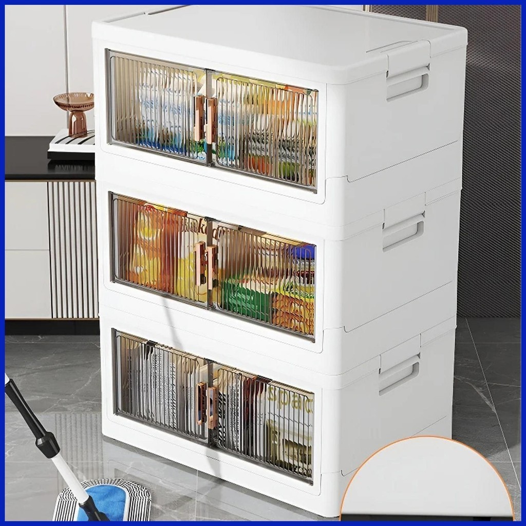 Stackable Organizer With Lids And Doors Multipurpose Collapsible ...