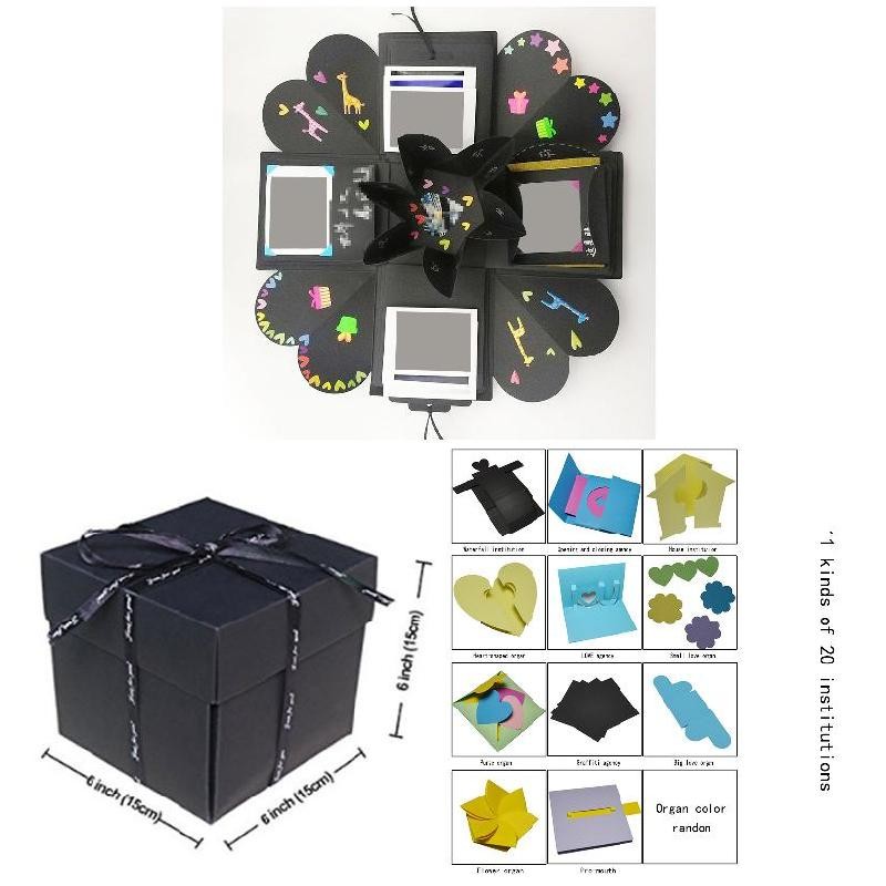 Boîte à Explosion Surprise Noir DIY 5 Couches - Coffret Cadeau Parfait Pour Anniversaire, Noël, Saint-Valentin - Idéal Pour Amoureux, Famille Et Amis