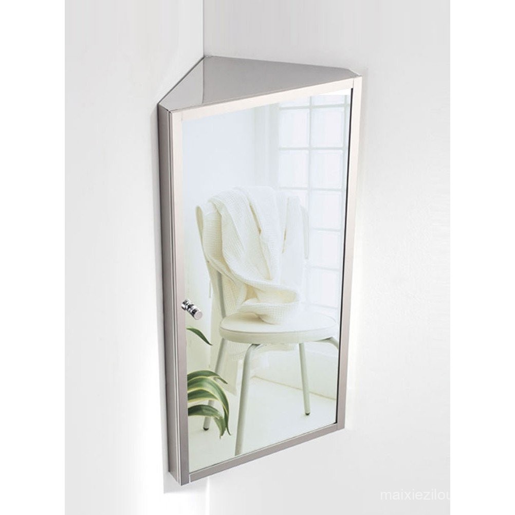 Stainless Steel Corner Mirror Cabinet Triangle Shape Toilet Nordic ...