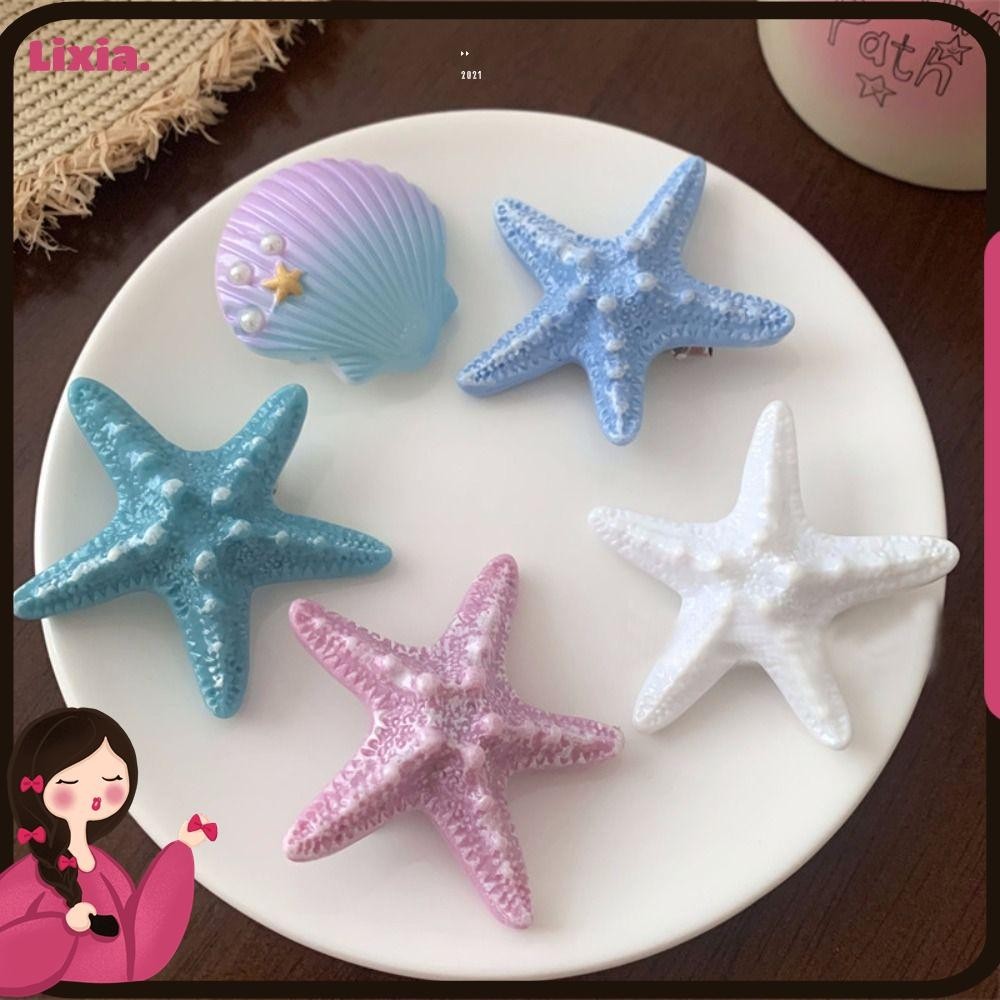 LIXIA Starfish Hair Clips, Princess Headdress Bang Clip Seashell ...