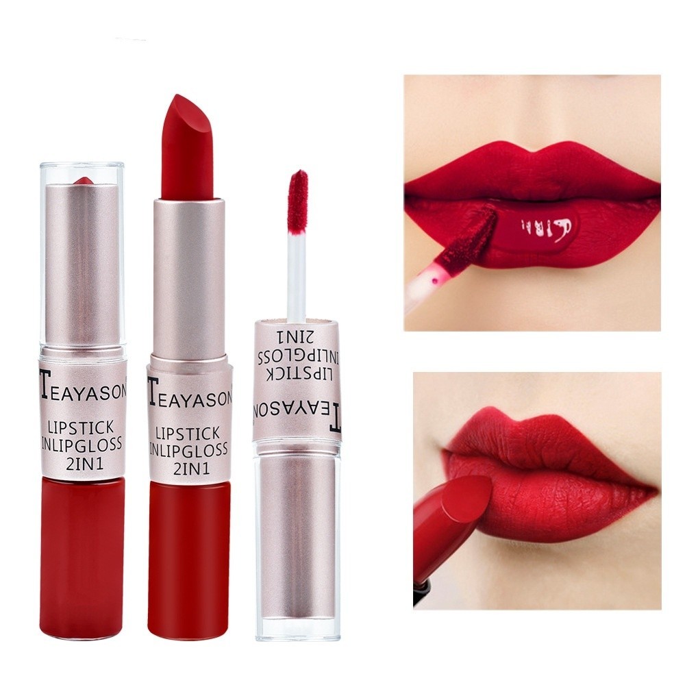 2 In 1 Lipstick Waterproof Long Lasting Double Head Matte Liquid ...