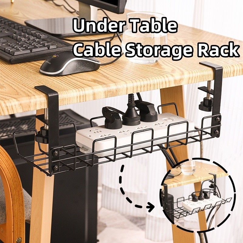 Under Table Storage RackCable Management Tray Desk Socket Holder Wire ...