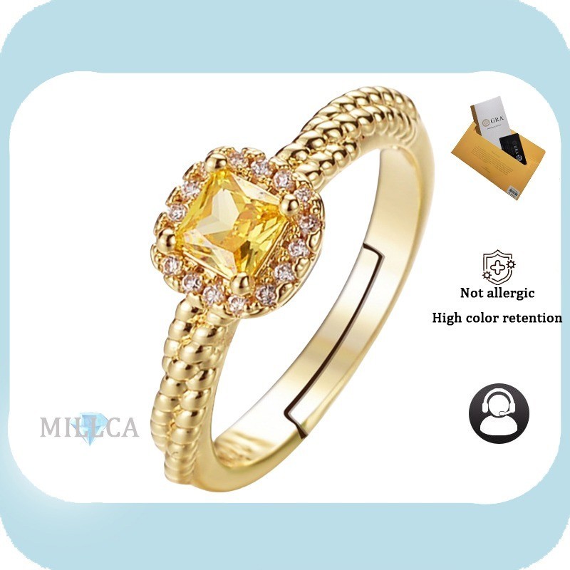 Includes GRA Certificate |Ladies' Ring 18K Gold Citrine Cube Sugar ...