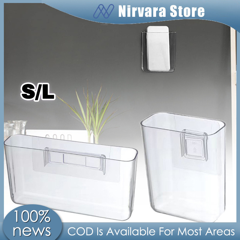 Multi-function Wall Hanging Storage Box Transparent No-Drill Organizer ...