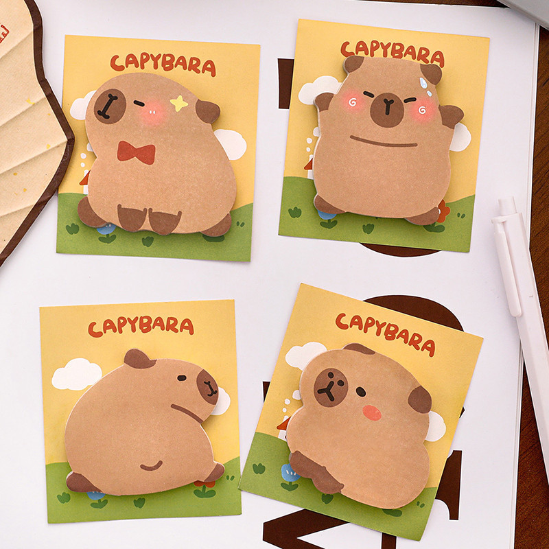 30 Sheets Adorable Cartoon Capybara Shape Sticky Notes School Office ...