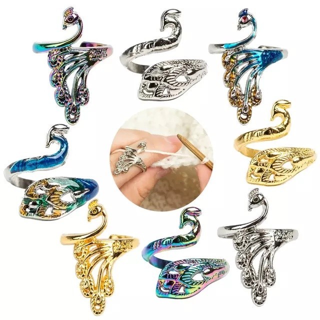 【COD】Adjustable Knitting Crochet Loop Ring, Braided Knitting Ring Yarn ...