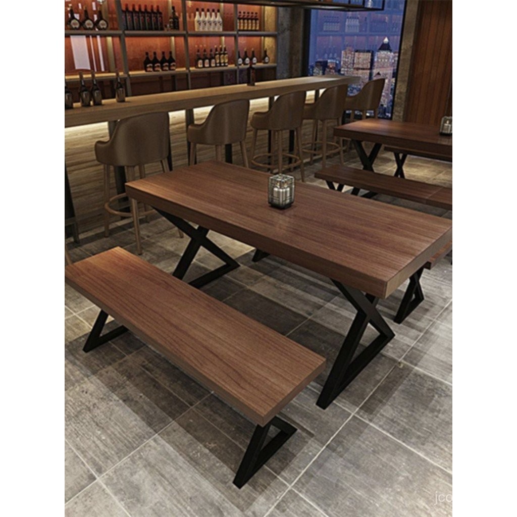 Vintage Industrial Style Restaurant Bar BBQ Shop Solid Wood Dining ...