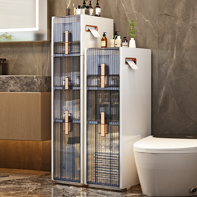 Bathroom Crevice Cabinet Storage Rack No-Installation Narrow Edge ...