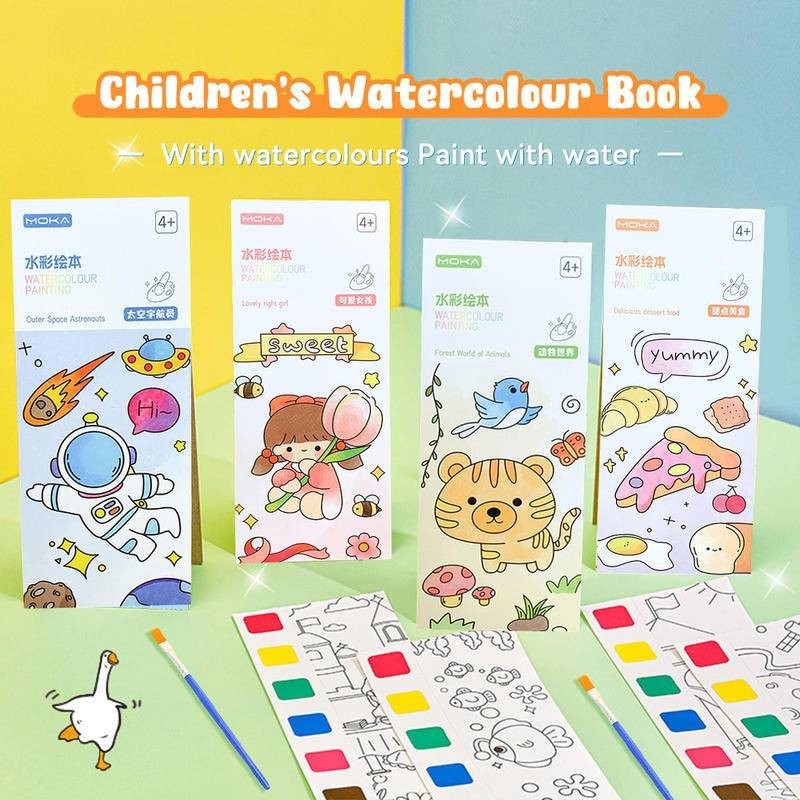 20Sheets Painting Coloring Book Set with Paintbrush Graffiti WaterColor ...