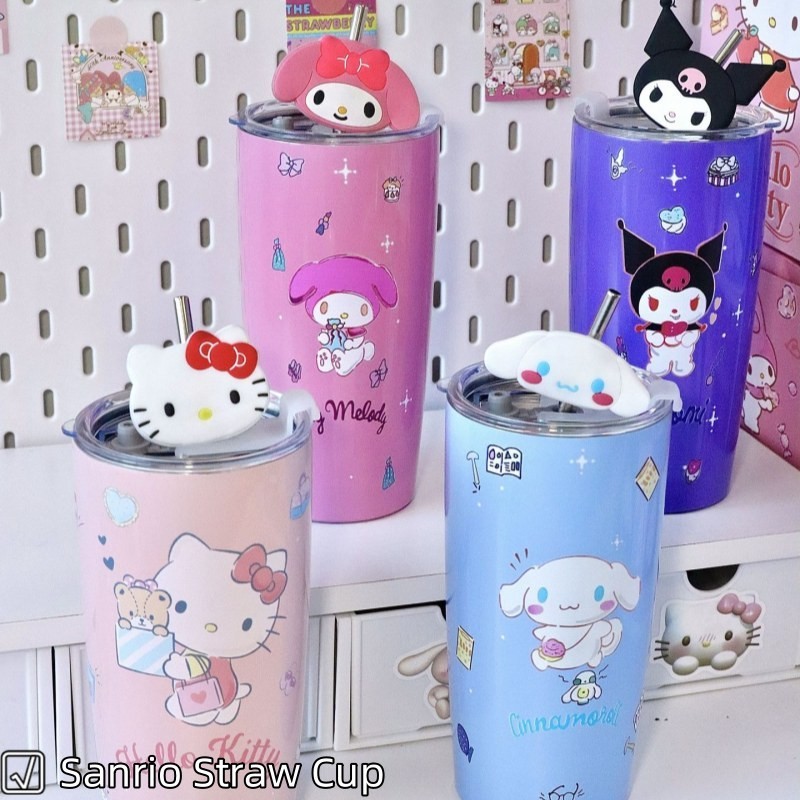 Cartoon Sanrio STRAW CUP Cute Hello Kitty Cinnamoroll Kuromi Melody ...