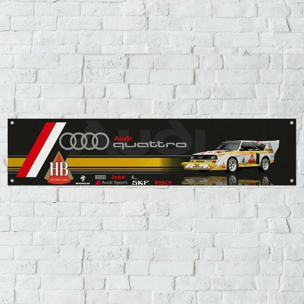Quattro Rally Car Banner Garage Decoration Sign Tin Sign Club Bar Metal ...