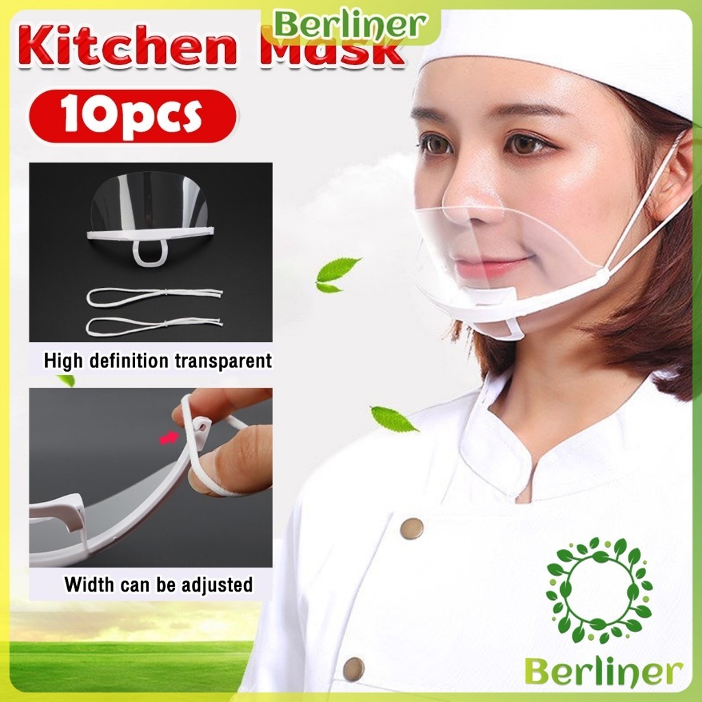 Berliner Plastic Kitchen Mask Transparent Mask 10pcs Chef Masks ...