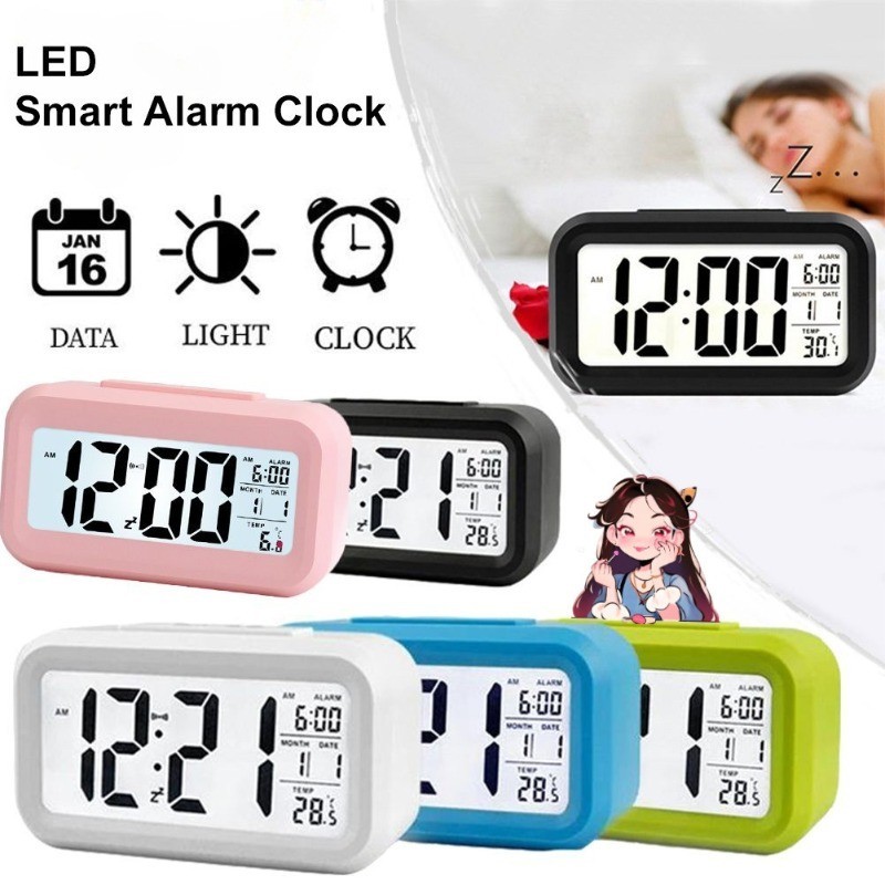 Smart Light Digital Alarm Clock With Temperature Display