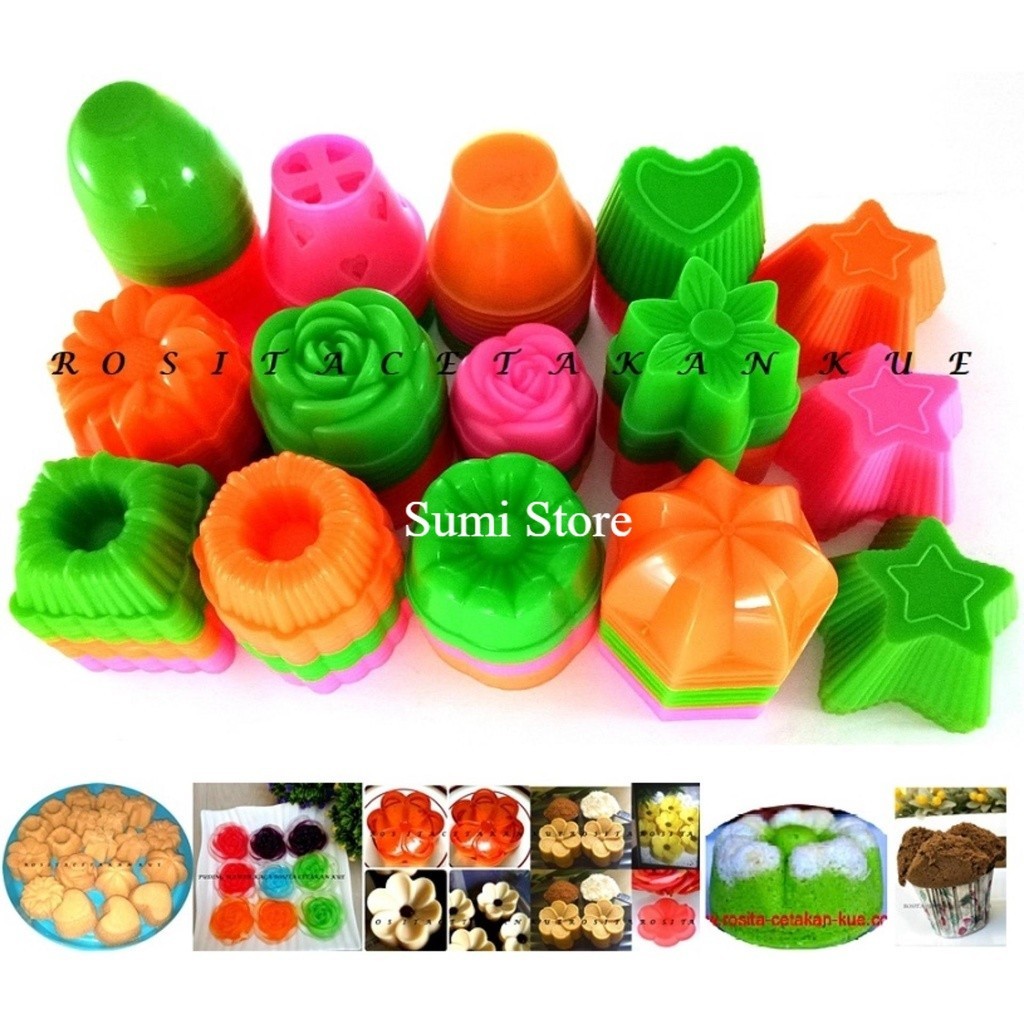 20-Piece Tulip Flower Jelly Mold – Kuih Lapis Puding Mould, Red & Blue, Microwaveable Plastic-648621