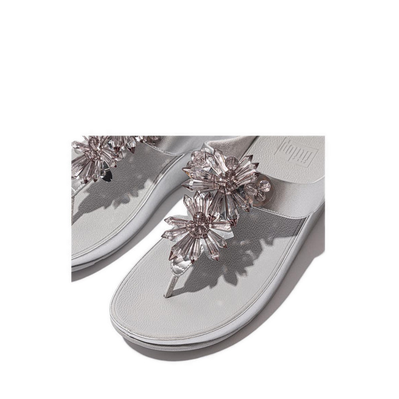 Fitflop Rumba Starburst Bead Metallic Toe Post Sandals Silver Shopee Philippines