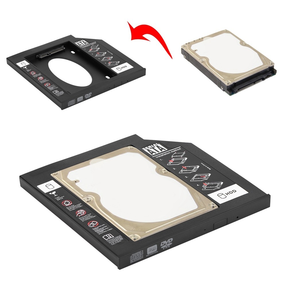 Bamaxis 2.5 SATA HDD SSD Enclosure Hard Disk Drive Bay Caddy Optical ...