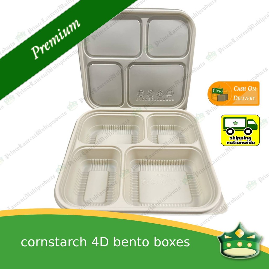[50 pcs] cornstarch 4D bento box compostable food box biodegradable ...