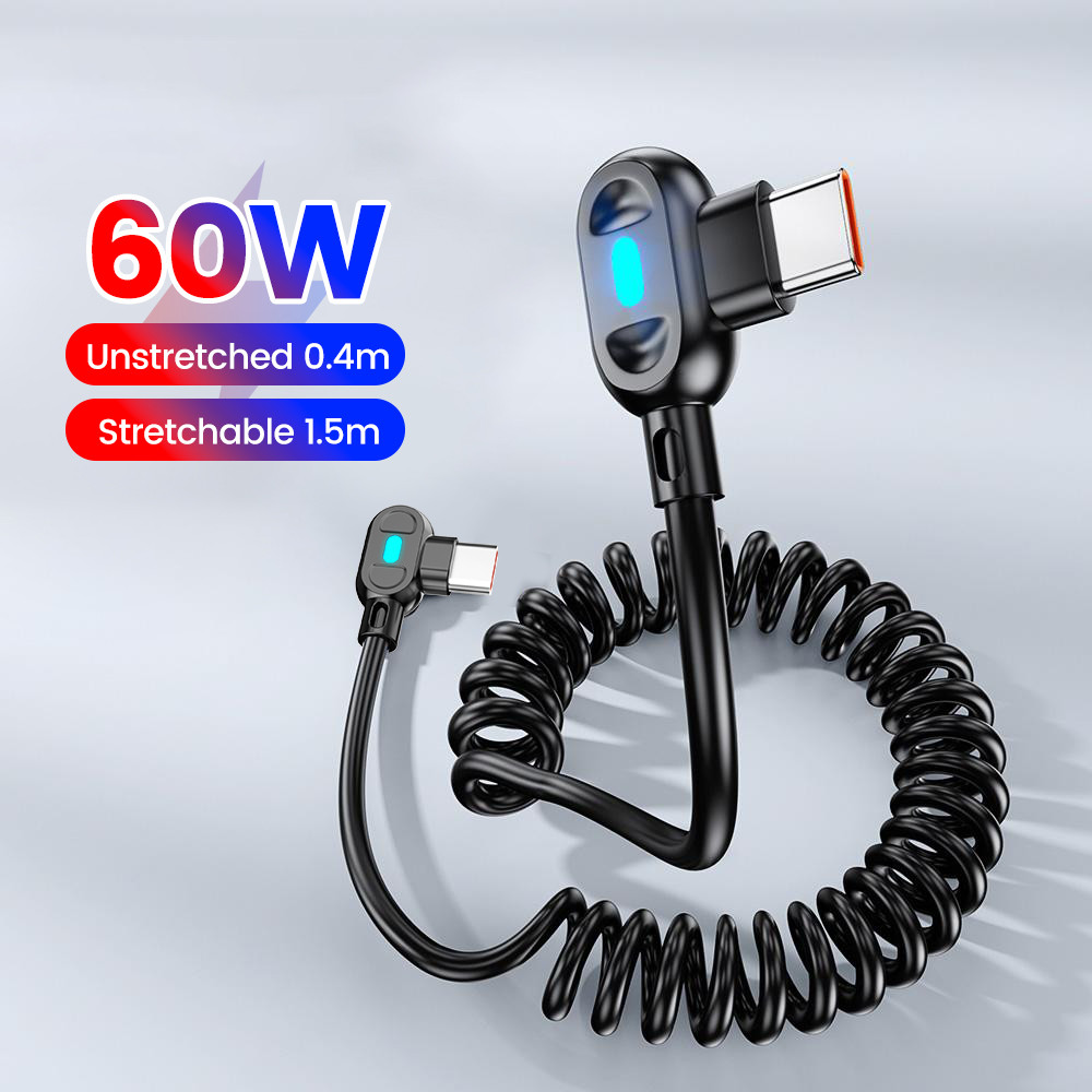 Twitch Retractable PD60W Fast Charging Type C to Type C Cable 1M 1.5M ...