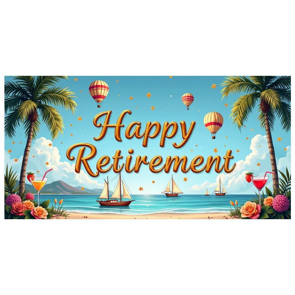 Happy Retirement Backdrop Colorful Balloons Black and Blue Photography ...