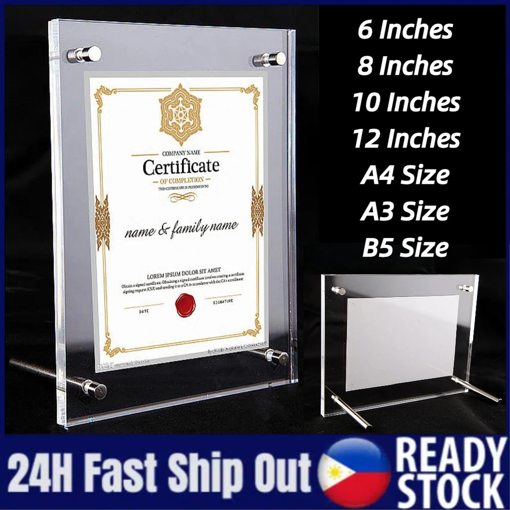 [Local Stock] 6 8 10 12 Inches B5 A4 A3 Acrylic Photo Frame Certificate ...