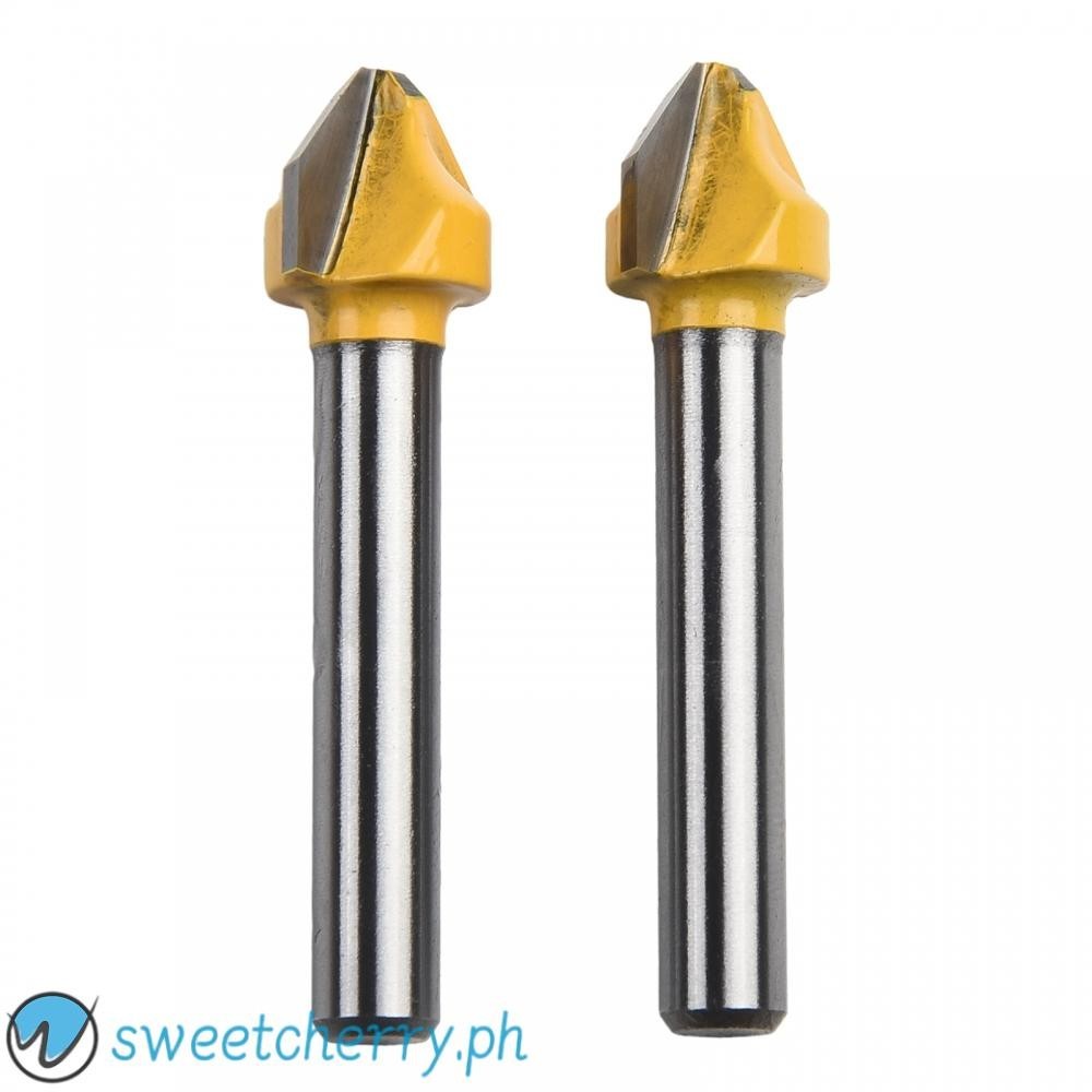 For Acrylic MDF PVC Router Bits Chamfer Power Tools 6mm Shank 90 Degree ...