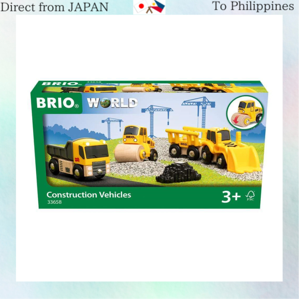 BRIO WORLD Construction Vehicle Set Ages 3+ (Train Toy Wooden Rail ...