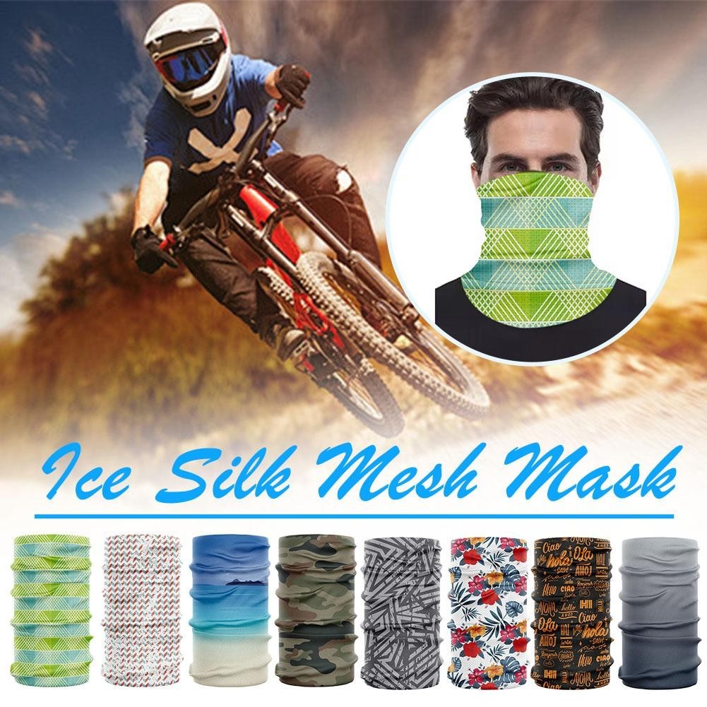 Breathable Ice Silk Mesh Face Mask Cool Seamless Headscarf Cycling ...