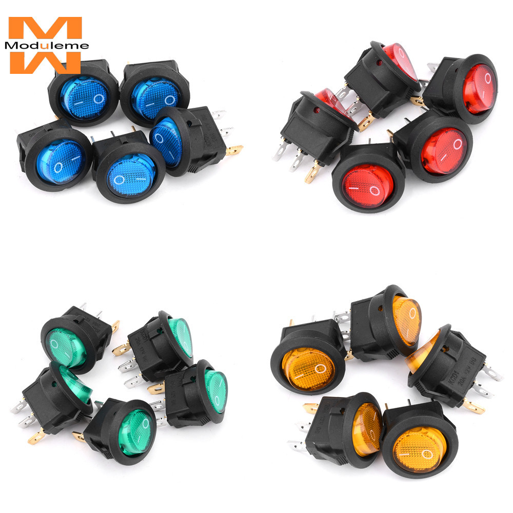 20PCS 12V KCD1 Pushbutton Switch Round Cat Eye Switch Boat Switch Power ...
