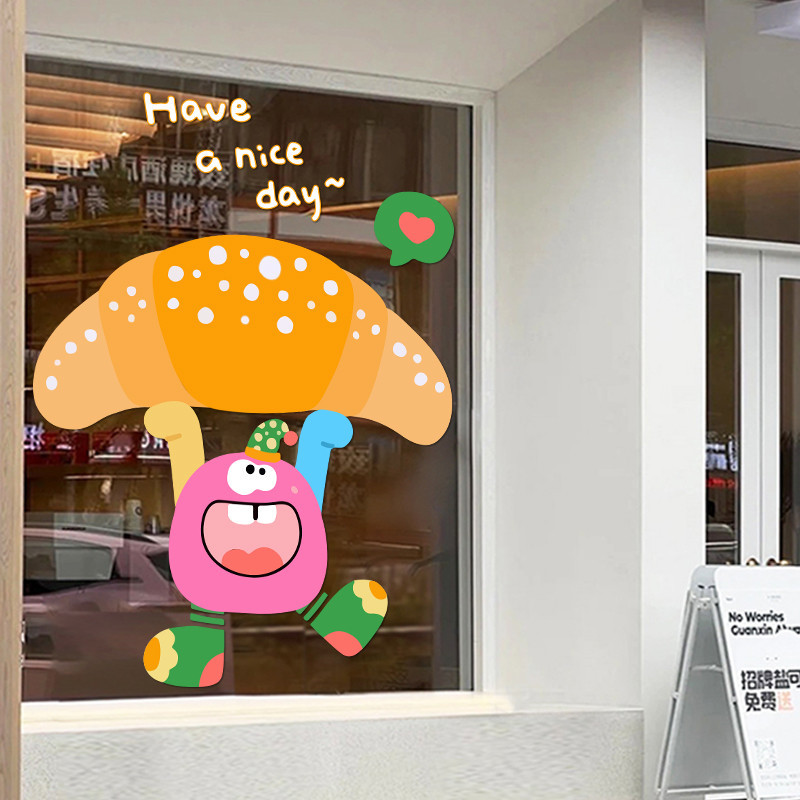Ins Bakery Cake Shop Window Glass Sticker Electrostatic Window Grille ...