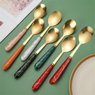 Marble Pattern Spoon Gift Box Stainless Steel Western Food Spoon 