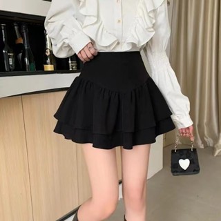 2023Short Skirt Anti-Exposure Double Layer High Waist Bubble Elastic ...