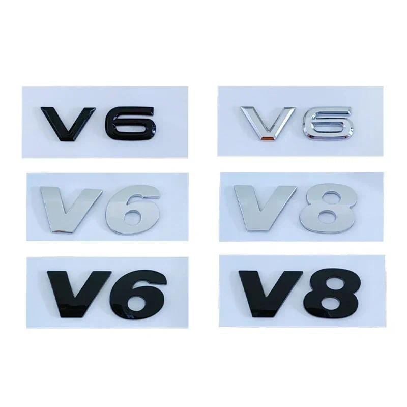 3D ABS Chrome Black V6 V8 Letters Car Rear Trunk Fender Emblem Badge ...