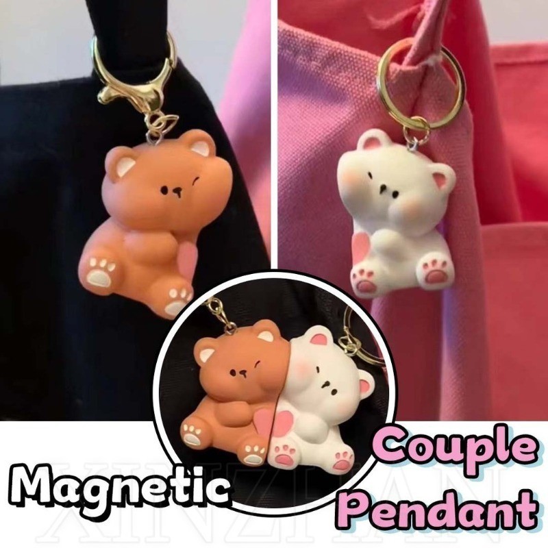 Little Bear Matching Key Ring Cute Creative Magnet Couple Keychain ...