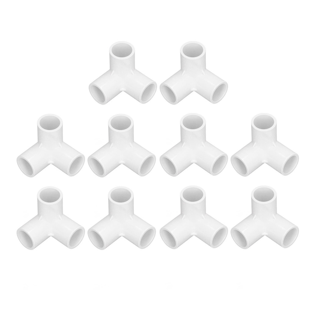 10PCS 3 Way Pipe Fittings PVC Plastic Right Angle Tee Corner Connector ...