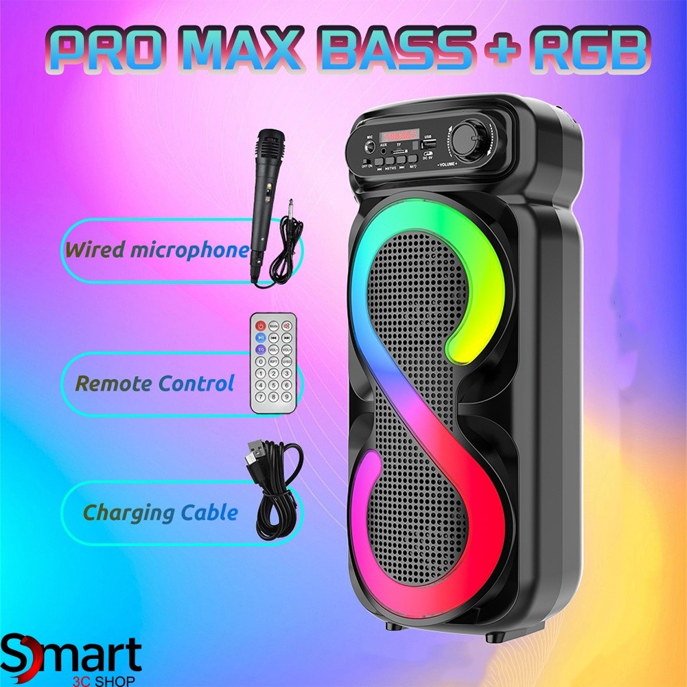 Portable Wireless Speaker Bluetooth Pro Max Bass RGB Karaoke With Mic ...