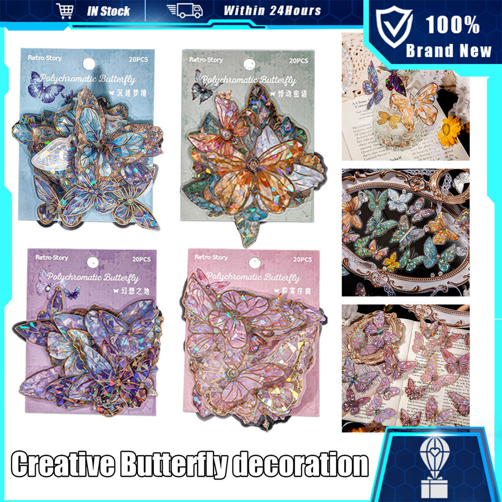 Diy Sticker Cute Butterfly Stickers Waterproof Decals Colorful Sticker ...