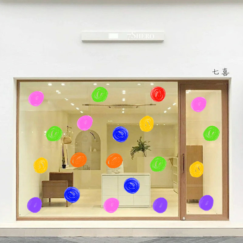 Glass Door Stickers Colorful Dots Love Pattern Window Decals Shop ...