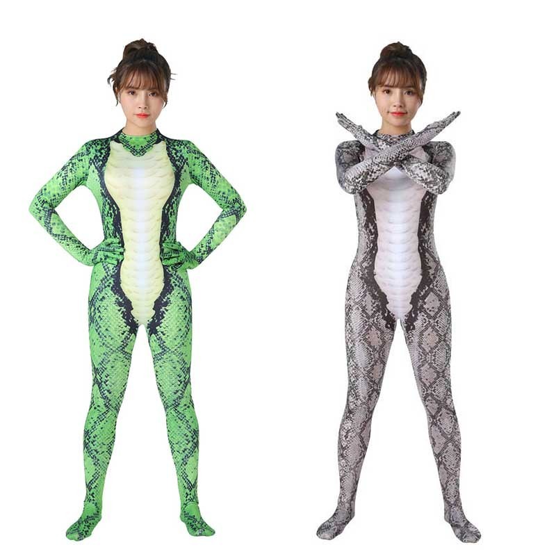 Kids Green Python Jumpsuit Costume Cosplay Animals Snake Bodysuit ...