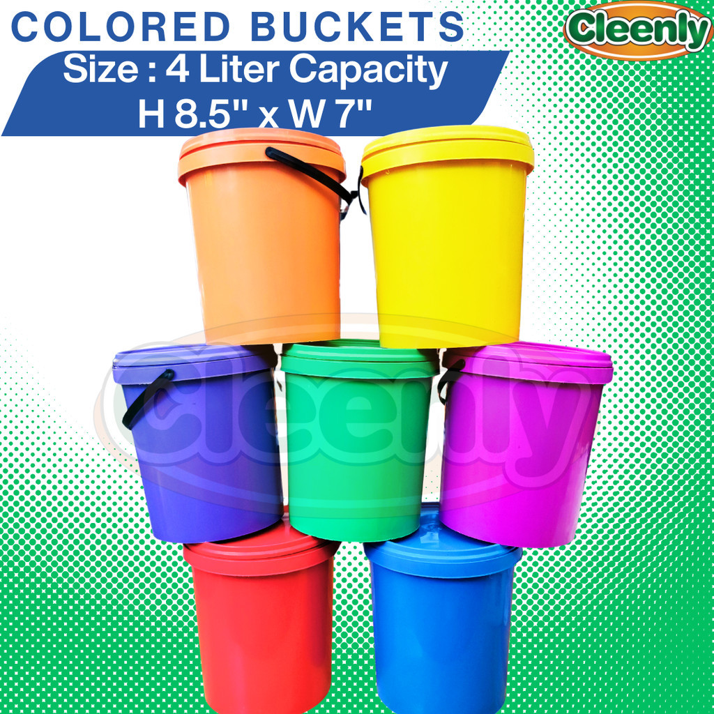 Colored Plastic Bucket / Empty Container with Sealable cover / Bucket ...