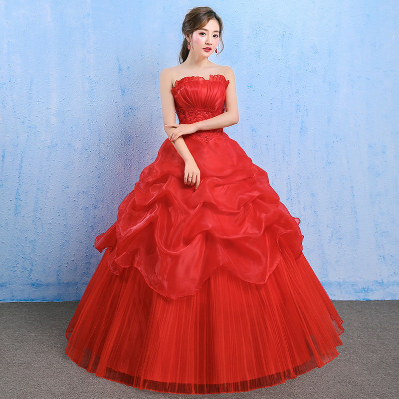 Hawlife Korean Red Elegant Off Shoulder Evening Prom Ball JS Debut ...