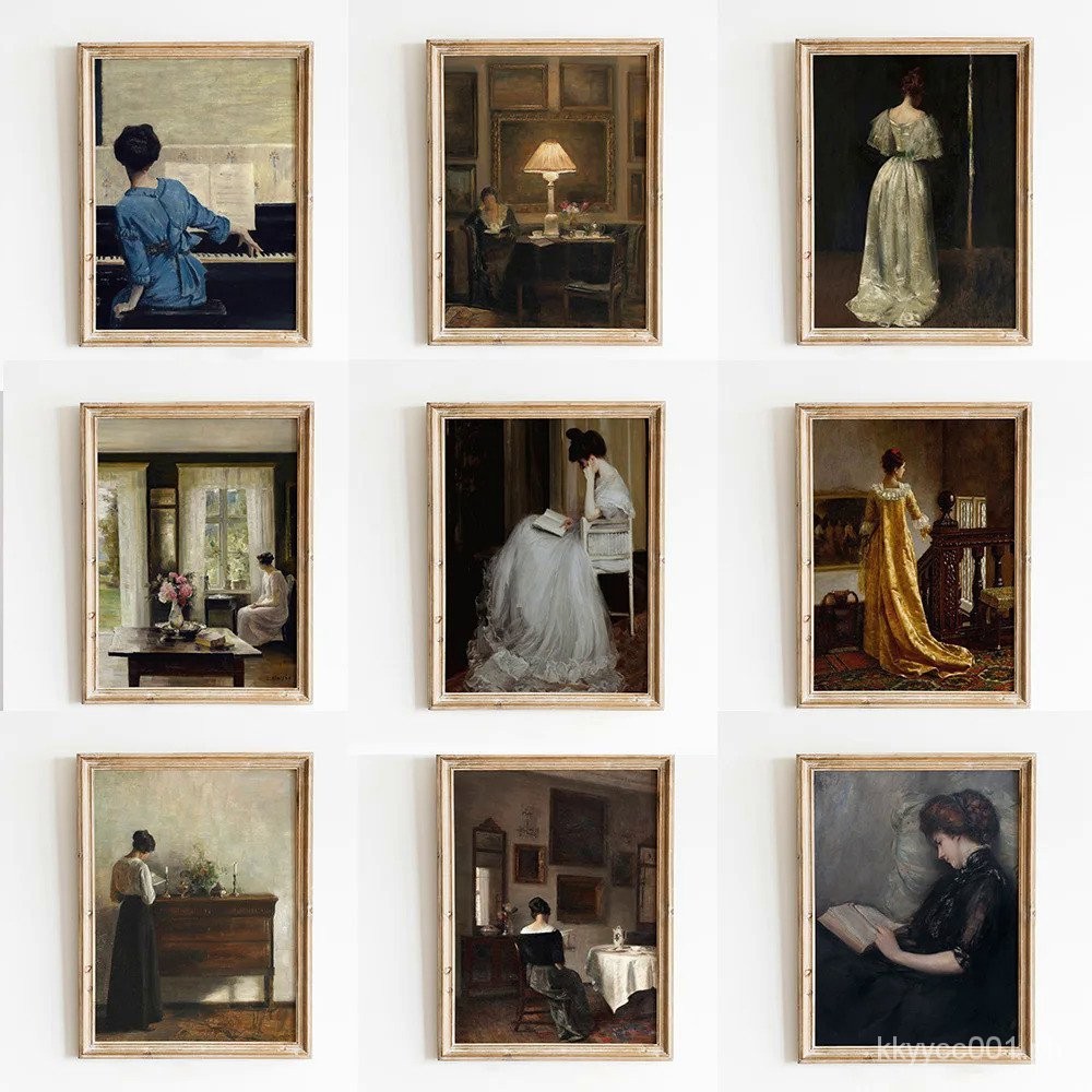 Vintage Moody Victorian Woman Reading Playing Piano Elegant Portrait ...