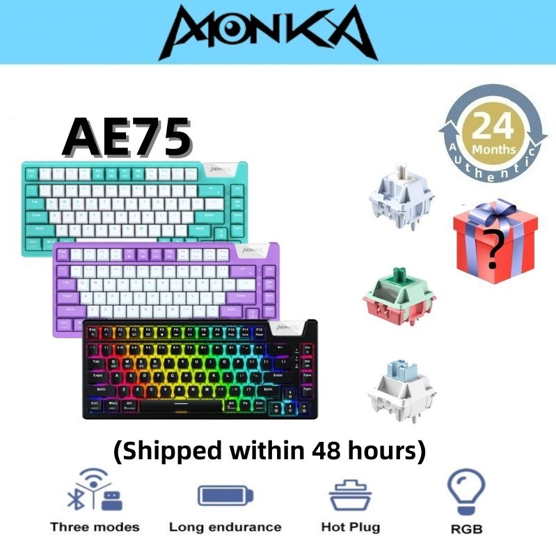 Monka AE75 small mechanical keyboard, Gasket structure, three modes ...