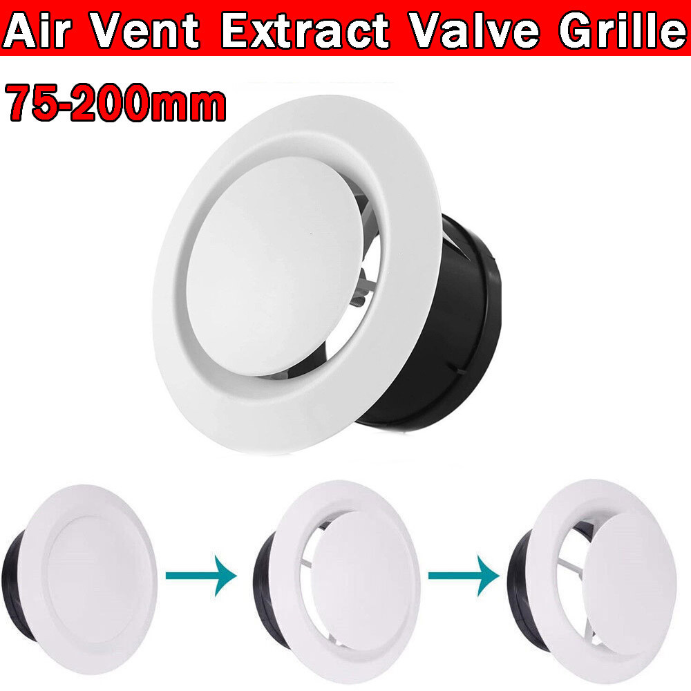 5 Inch Adjustable ABS Round Soffit Air Vent – Wall Or Ceiling Mount, White, Rotating Panel For Airflow Control – Indoor Ventilation Cover