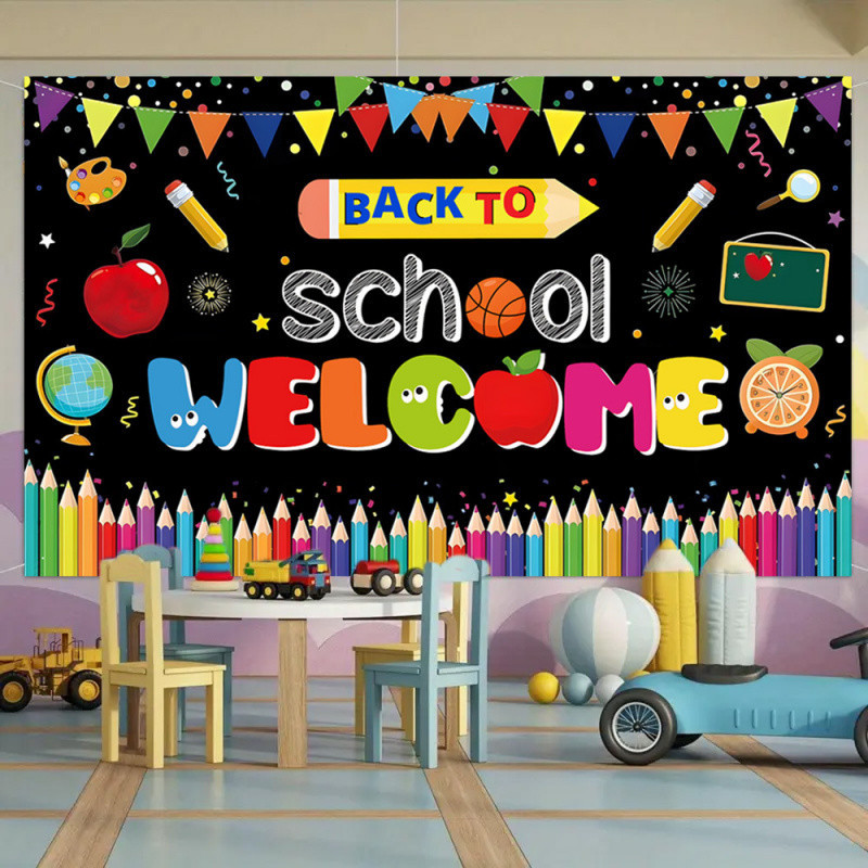 Welcome Back To School Banner Outdoor Curtain Photo Banner Outdoor ...