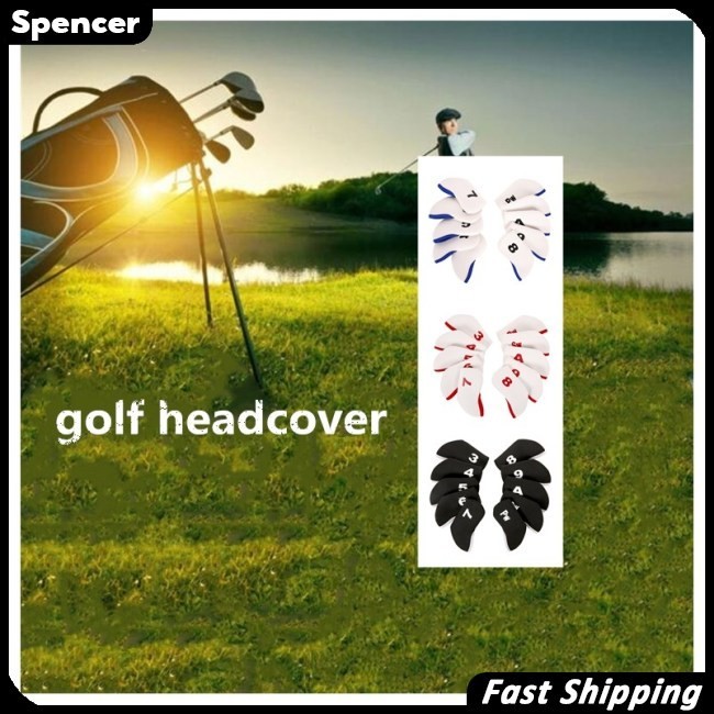 spencer 10PCS/Set Black Golf Plain Headcover Iron Cover Set for ...