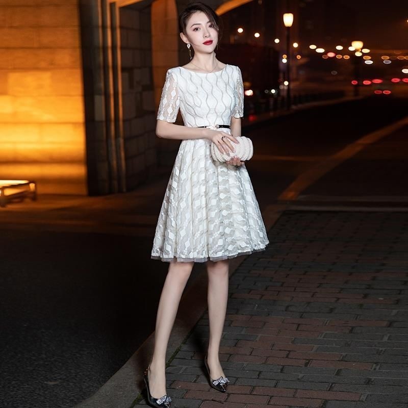 Hawlife Korean White Elegant Evening Prom Ball JS Debut Graduation ...
